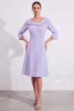 Lavender Single Breasted Knee Length Work Dress