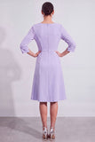 Lavender Single Breasted Knee Length Work Dress