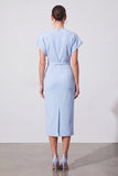 Light Blue Round Neck Pencil Knee Length Work Dress