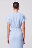 Light Blue Round Neck Pencil Knee Length Work Dress