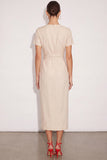 Ivory Pencil V-Neck Midi Work Dress with Slit