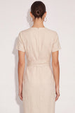 Ivory Pencil V-Neck Midi Work Dress with Slit