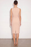 Ivory Pecil V Neck Ruched Midi Work Dress with Belt