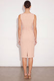 Ivory Pecil V Neck Ruched Midi Work Dress with Belt