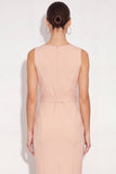 Ivory Pecil V Neck Ruched Midi Work Dress with Belt