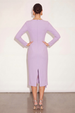 Lilac Pencil Ruffled Midi Work Dress with Back Slit