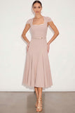 English Rose A Line Square Neck Long Work Dress