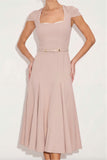 English Rose A Line Square Neck Long Work Dress