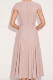 English Rose A Line Square Neck Long Work Dress