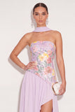 Lilac Sparkly Sequin Floral Long Formal Dress with Slit