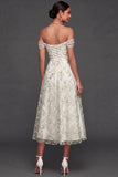 Light Green A Line Floral Long Wedding Guest Dress