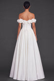 Off the Shoulder A Line High Waist Long Wedding Reception Dress