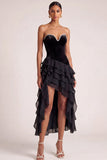 Light Blue Sweetheart Tiered Ruffled High Low Homecoming Dress