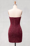 Golden Strapless Ruched Bodycon Short Cocktail Dress