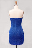 Golden Strapless Ruched Bodycon Short Cocktail Dress