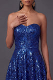 A Line Pink Sparkly Sequined Tiered Long Formal Dress