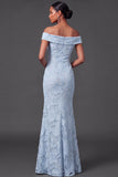 Mermaid Floral Off the Shoulder Brown Long Formal Dress