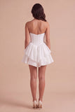 White Corset Strapless Ruffled Tiered Short Hen Do Dress