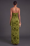 Black Floral Strapless Long Ruffled Mermaid Wedding Guest Dress with Slit