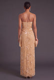 Black Floral Strapless Long Ruffled Mermaid Wedding Guest Dress with Slit