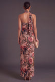 Brown Cheetah Print Mermiad One Shoulder Long Wedding Guest Dress