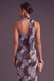 Brown Cheetah Print Mermiad One Shoulder Long Wedding Guest Dress