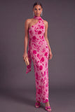 Brown Cheetah Print Mermiad One Shoulder Long Wedding Guest Dress