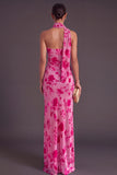 Brown Cheetah Print Mermiad One Shoulder Long Wedding Guest Dress