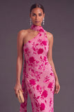Brown Cheetah Print Mermiad One Shoulder Long Wedding Guest Dress