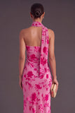 Brown Cheetah Print Mermiad One Shoulder Long Wedding Guest Dress