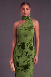 Brown Cheetah Print Mermiad One Shoulder Long Wedding Guest Dress