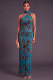 Brown Cheetah Print Mermiad One Shoulder Long Wedding Guest Dress