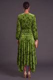 Fuchsia Floral V-Neck Asymmetrical Wedding Guest Dress with Sash