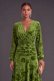 Fuchsia Floral V-Neck Asymmetrical Wedding Guest Dress with Sash