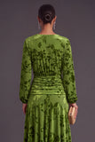 Fuchsia Floral V-Neck Asymmetrical Wedding Guest Dress with Sash