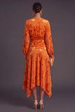 Fuchsia Floral V-Neck Asymmetrical Wedding Guest Dress with Sash