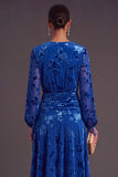Fuchsia Floral V-Neck Asymmetrical Wedding Guest Dress with Sash
