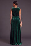 Dark Green V-Neck Velvet Long Mermaid Wedding Guest Dress