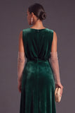 Dark Green V-Neck Velvet Long Mermaid Wedding Guest Dress