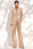 Champagne Sparkly Sequins 2 Piece Shawl Lapel Women Suits with Pocket