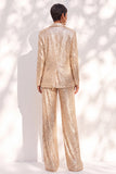 Champagne Sparkly Sequins 2 Piece Shawl Lapel Women Suits with Pocket