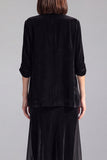 Black Velvet 2 Piece Midi Work Dress with Sleeves