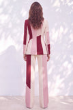 Pink Burgundy 2 Piece Peak Lapel Women Suits with Pocket
