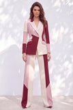 Pink Burgundy 2 Piece Peak Lapel Women Suits with Pocket