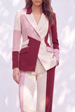 Pink Burgundy 2 Piece Peak Lapel Women Suits with Pocket