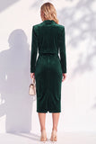 Burgundy Single Breasted Pencil 2 Piece Midi Work Dress with Sleeves