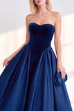 Burgundy Strapless A-Line Corset Midi Work Dress