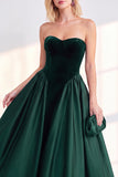 Burgundy Strapless A-Line Corset Midi Work Dress