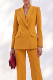 Acacia Peak Lapel 2 Piece Double Breasted Women Suits with Sleeves