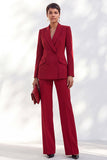 Acacia Peak Lapel 2 Piece Double Breasted Women Suits with Sleeves